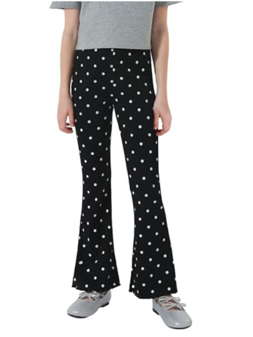 Girls Pure Cotton Bell Bottom Printed Leggings Flare Wide Leg Sweat Pants